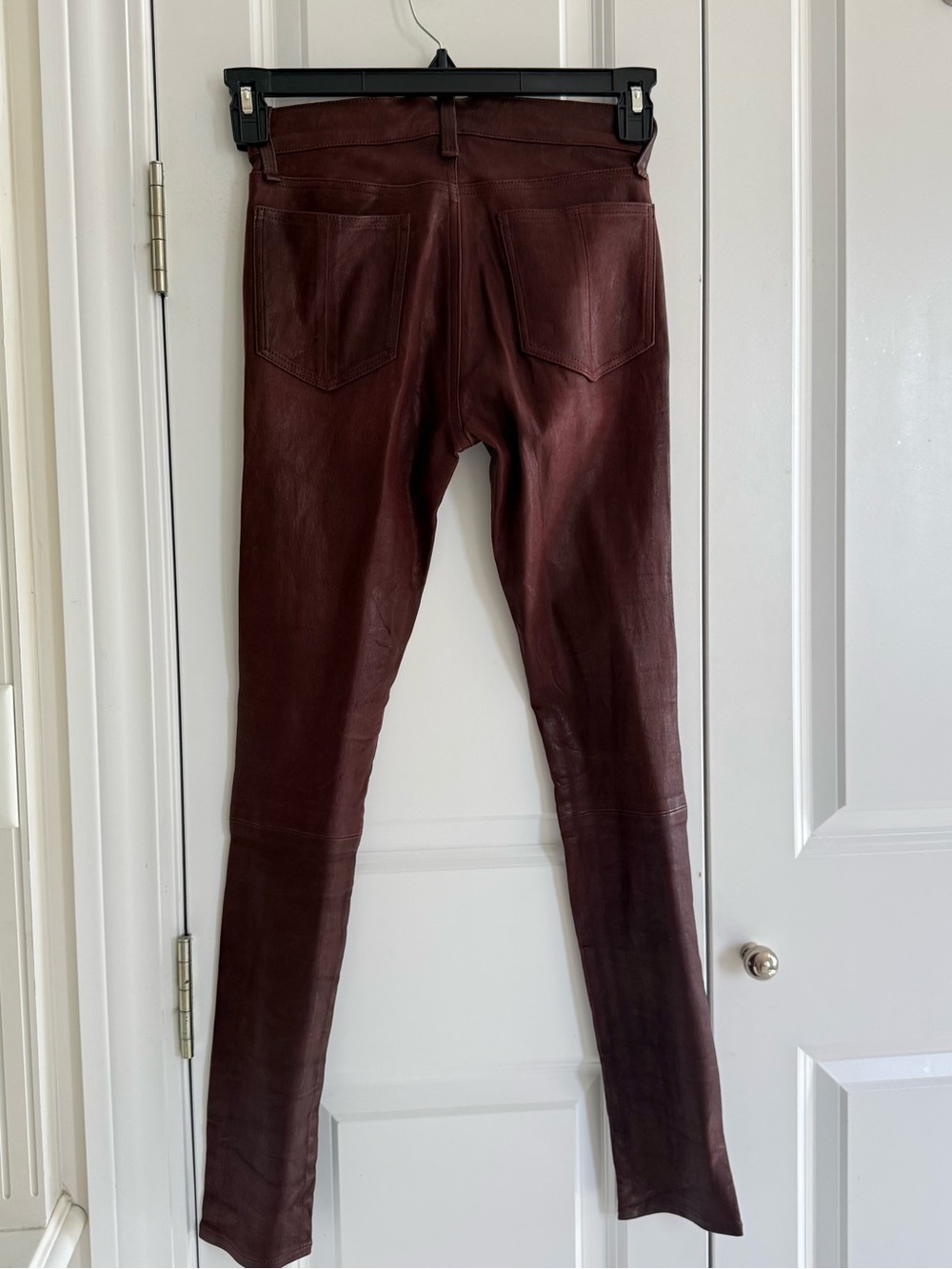 rag & bone Women's Burgundy Skinny Leather-Look Jeans